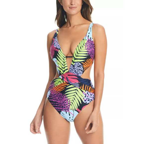 Bar III Multicolor Tropical One Piece Swimsuit - Picture 1 of 9